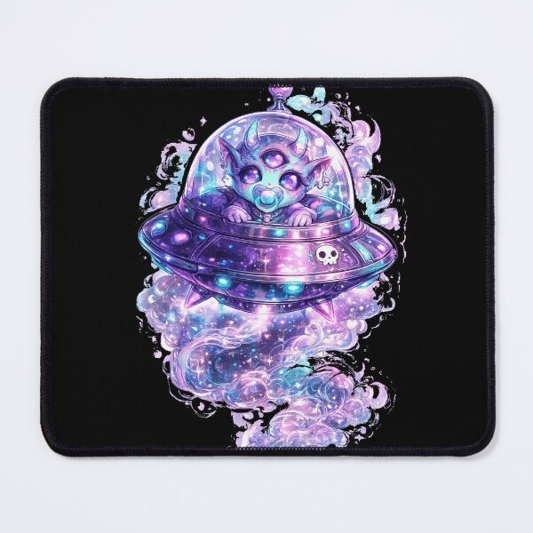 Item preview, Neon Cyber Baby Alien UFO Creepy Cute Art designed and sold by ChaEmm_Studio.