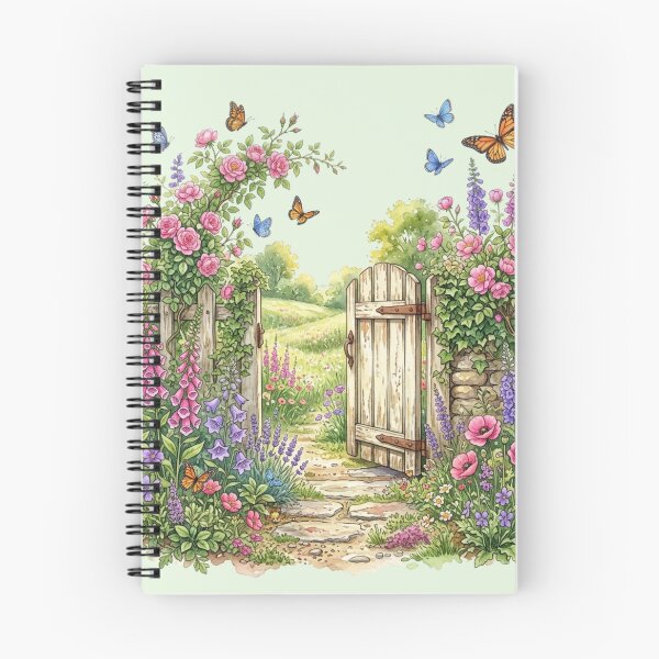 Item preview, Summer Garden Gate Watercolor Cottagecore Art designed and sold by CalmCapy Co.