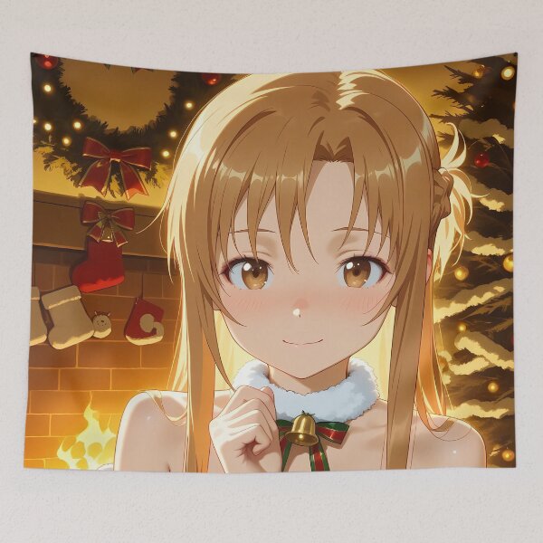 Aperçu de l'œuvre Asuna Sword Art Online Noël Cheminée Sourire créée et vendue par SubtextandSass.
