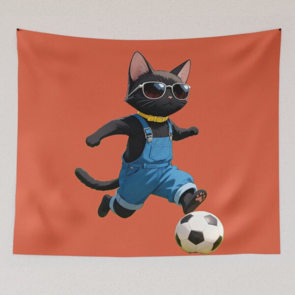 Item preview, Cool Black Cat Playing Soccer Art designed and sold by BLUESKY11a.