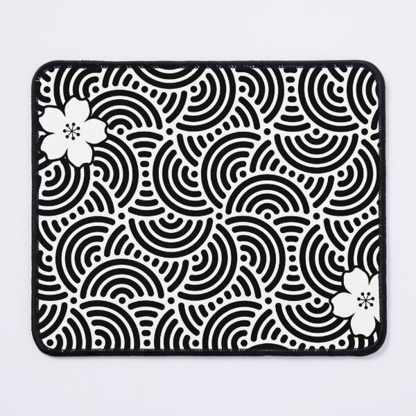 Item preview, Seigaiha Uzushio Vortex - Black & White with Sakura designed and sold by Uzushio-En.