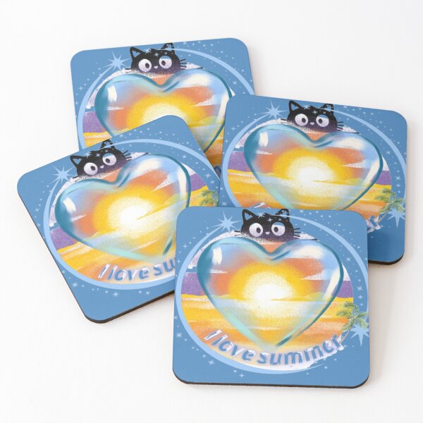 Item preview, Summer Coolers Black Cat I Love Summer Heart Glass designed and sold by hoodiehood.