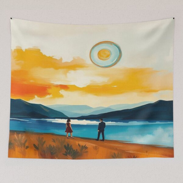 Item preview, Nature Minimalist Landscape With Lovers Art  designed and sold by AllAroundArtist.