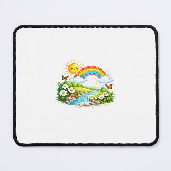 Item preview, Beautiful Nature Landscape PNG | Rainbow, River & Flowers Sticker | Cute Nature Illustration designed and sold by Ishratparween11.