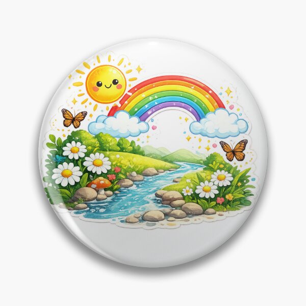Item preview, Beautiful Nature Landscape PNG | Rainbow, River & Flowers Sticker | Cute Nature Illustration designed and sold by Ishratparween11.
