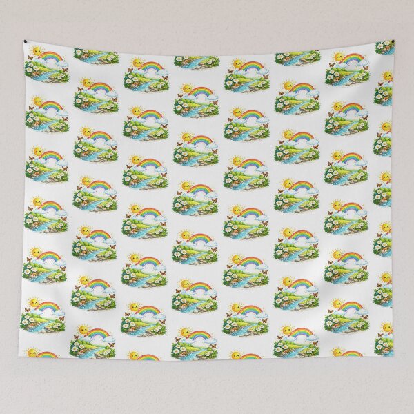 Item preview, Beautiful Nature Landscape PNG | Rainbow, River & Flowers Sticker | Cute Nature Illustration designed and sold by Ishratparween11.