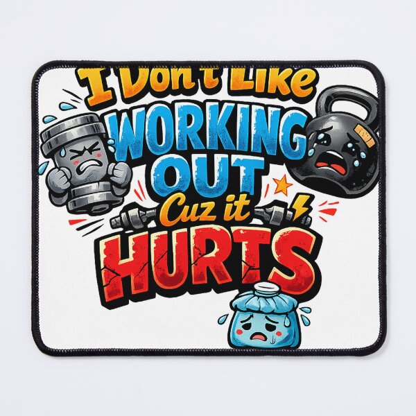 Item preview, I Don't Like Working Out Cuz It Hurts Funny Gym Quote T-Shirt Design designed and sold by CreativeNest Prints.