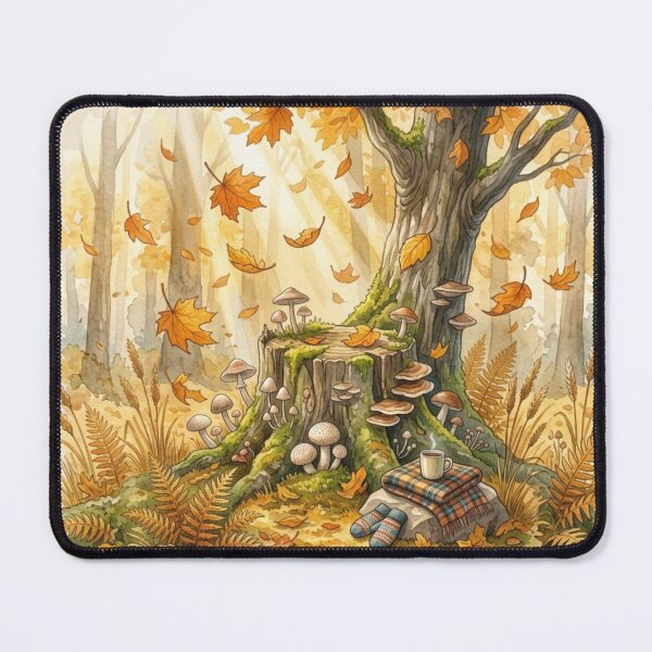 Item preview, Autumn Woodland Mushroom Watercolor Cottagecore Art designed and sold by CalmCapy Co.
