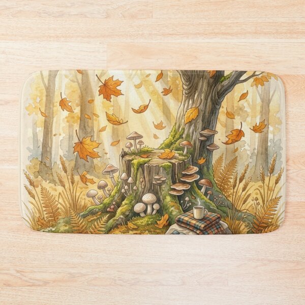 Item preview, Autumn Woodland Mushroom Watercolor Cottagecore Art designed and sold by CalmCapy Co.