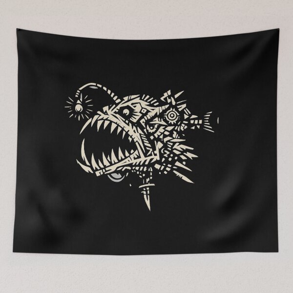 Item preview, Geometric Anglerfish - Deep Sea Predator Tribal Design designed and sold by JonelCrafts.