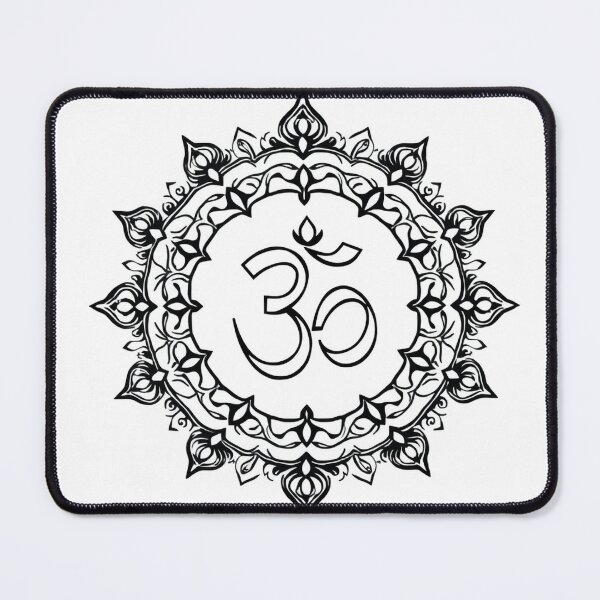 Item preview, Ornamental Om Symbol Mandala Line Art - Modern Gra designed and sold by QuirkThreadsCo.