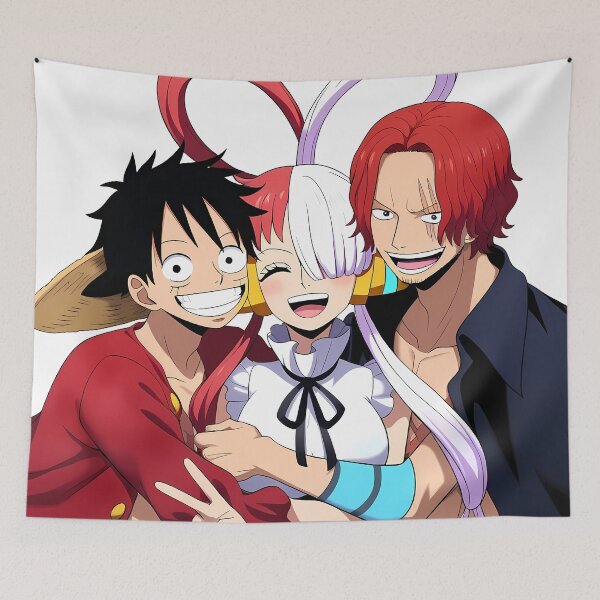 Item preview, Shanks One Piece Peace Sign Smile With Uta And Luffy designed and sold by MartyHinson.