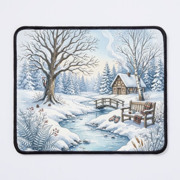 Item preview, Enchanted Woodland Winter Watercolor Cottagecore Art designed and sold by CalmCapy Co.