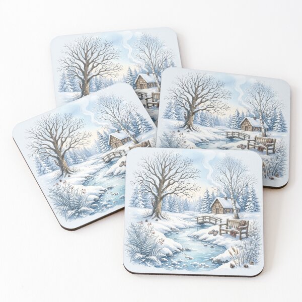 Item preview, Enchanted Woodland Winter Watercolor Cottagecore Art designed and sold by CalmCapy Co.