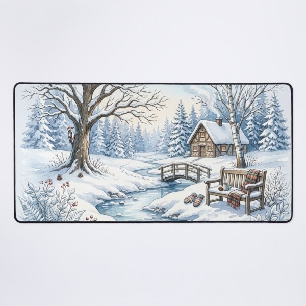 Item preview, Enchanted Woodland Winter Watercolor Cottagecore Art designed and sold by CalmCapy Co.