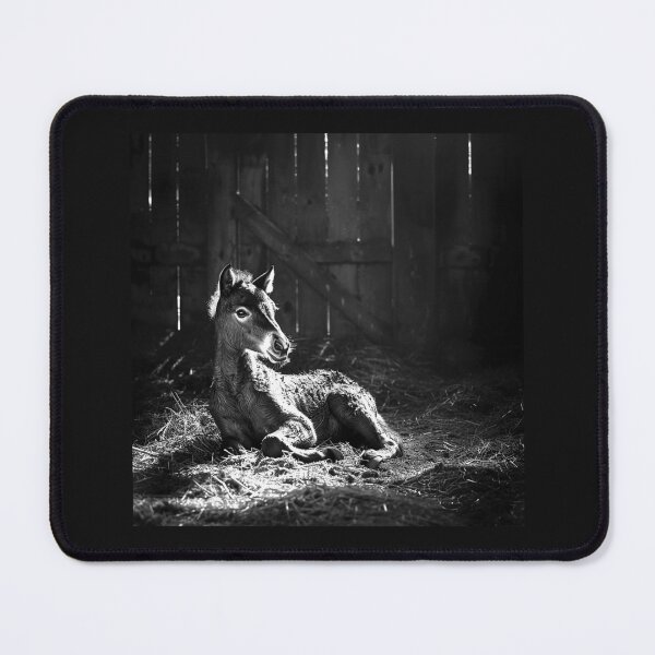 Item preview, Newborn Foal Resting in a Rustic Barn designed and sold by inkoutninja.