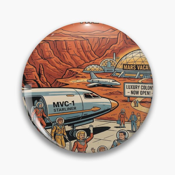 Item preview, Mars Vacation Club MVC Starliner Family Retro Space Travel Poster Art Print designed and sold by Void and Neon.