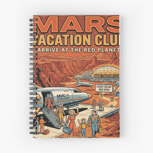Item preview, Mars Vacation Club MVC Starliner Family Retro Space Travel Poster Art Print designed and sold by Void and Neon.