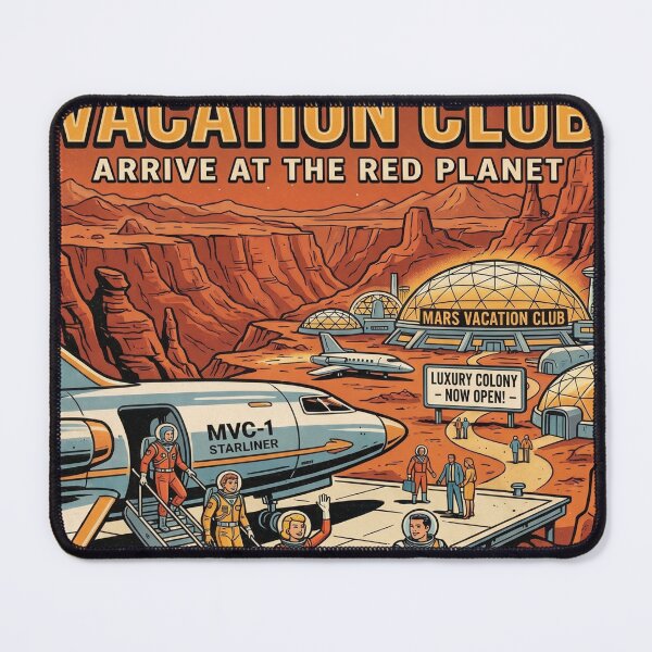 Item preview, Mars Vacation Club MVC Starliner Family Retro Space Travel Poster Art Print designed and sold by Void and Neon.