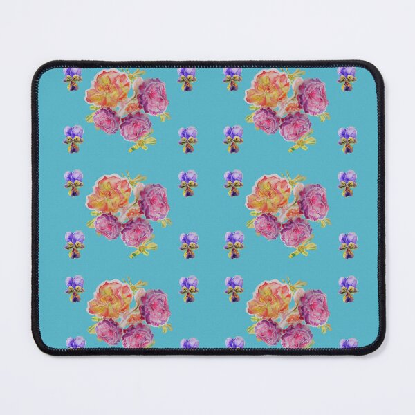 Item preview, Shabby Chic Pink Rose Roses on Teal Floral Pattern designed and sold by Sarah Rajkotwala.
