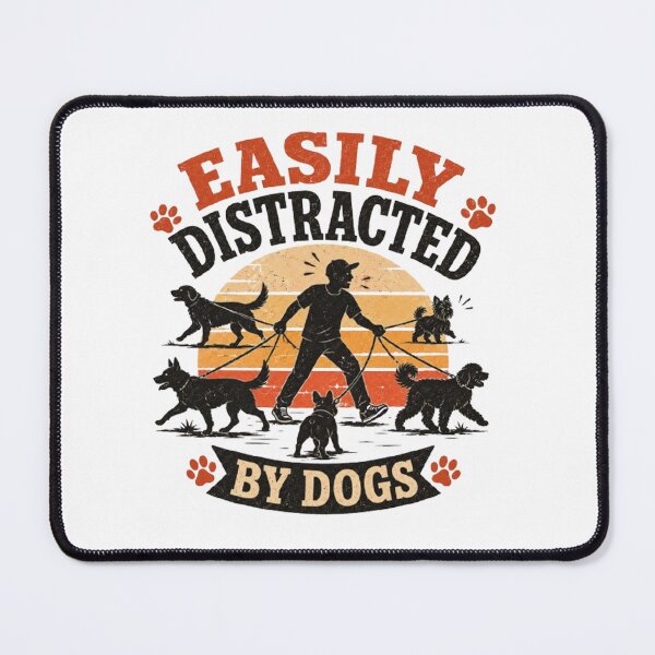 Item preview, Easily Distracted By Dogs Funny Dog Walker Vintage T-Shirt designed and sold by CreativeNest Prints.