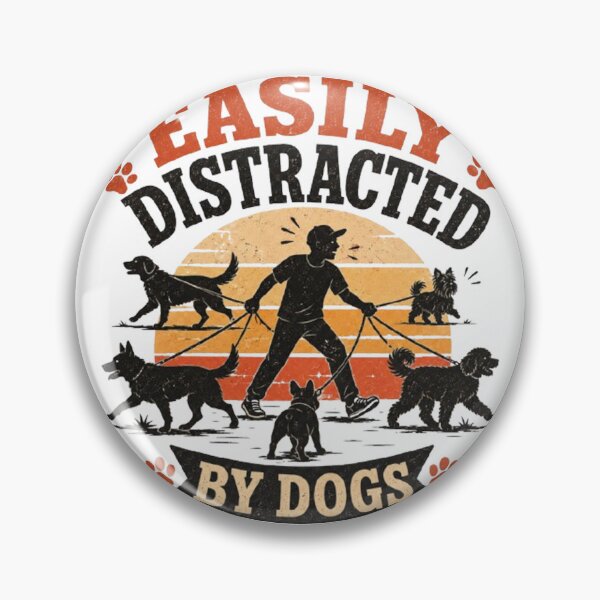 Item preview, Easily Distracted By Dogs Funny Dog Walker Vintage T-Shirt designed and sold by CreativeNest Prints.