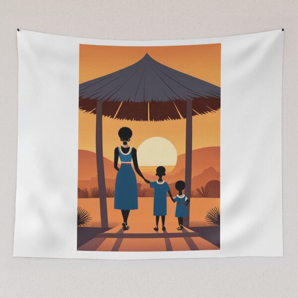 Item preview, Art - African Family Scene, Afro-Bohemian Aesthetic designed and sold by Reverso-Design.