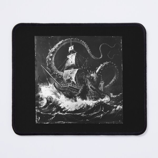 Item preview, Kraken Attacking a Pirate Ship in Stormy Seas designed and sold by inkoutninja.