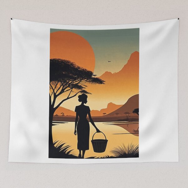 Item preview, Art - African Female Silhouette, Stylized Landscape designed and sold by Reverso-Design.