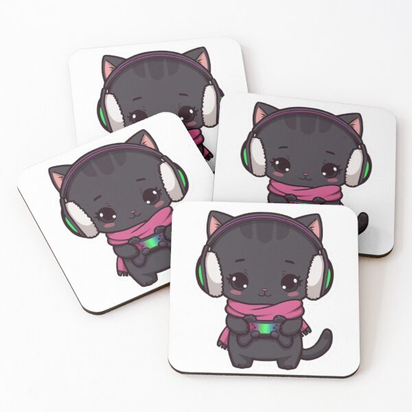 Item preview, Cute Winter Gamer Cat with RGB Headphones Kawaii Sticker designed and sold by Stylestickers55.