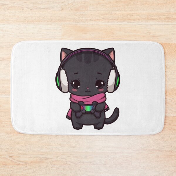 Item preview, Cute Winter Gamer Cat with RGB Headphones Kawaii Sticker designed and sold by Stylestickers55.