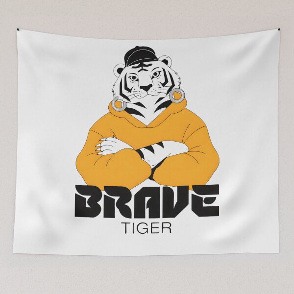 Item preview, Brave Tiger Streetwear Mascot Logo designed and sold by Drofted.