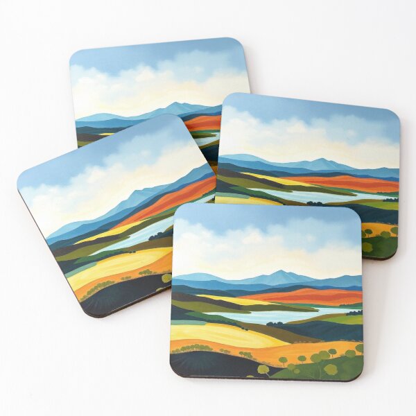 Item preview, Vintage Minimalist Landscape Colorful Art designed and sold by AllAroundArtist.