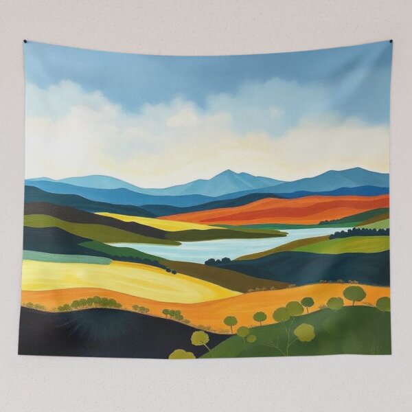 Item preview, Vintage Minimalist Landscape Colorful Art designed and sold by AllAroundArtist.
