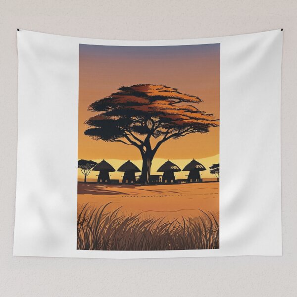 Item preview, Art - African Landscape, Afro-Bohemian Twilight Atmosphere designed and sold by Reverso-Design.