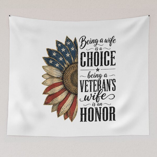 Item preview, Being a Veteran's Wife Is an Honor Patriotic Sunflower American Flag Veteran Wife Gift designed and sold by kiralynstration.