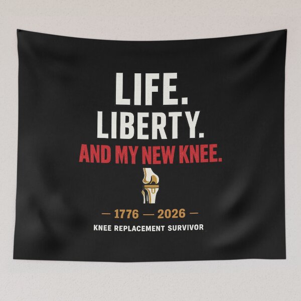 Item preview, Life Liberty And My New Knee Knee Replacement Survivor Patriotic Independence Day T-Shirt designed and sold by LillyCustomTees.