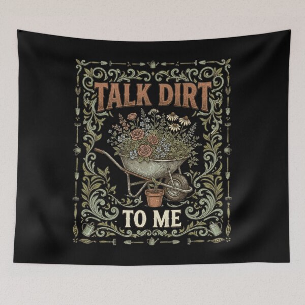 Item preview, Talk Dirt To Me Gardening Shirt - Vintage Wheelbarrow Wildflowers Graphic Tee - Funny Gardener Gift, Plant Lover T-Shirt, Retro Botanical Apparel designed and sold by justyna-s28.