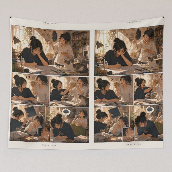 Item preview, Student Life Cozy Reading Room Comic Print designed and sold by Grafititee.