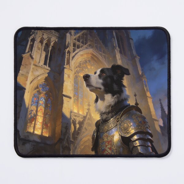 Item preview, Noble Border Collie Knight in Gothic Cathedral Fantasy Medieval Armor Art designed and sold by cr6zym1nd.