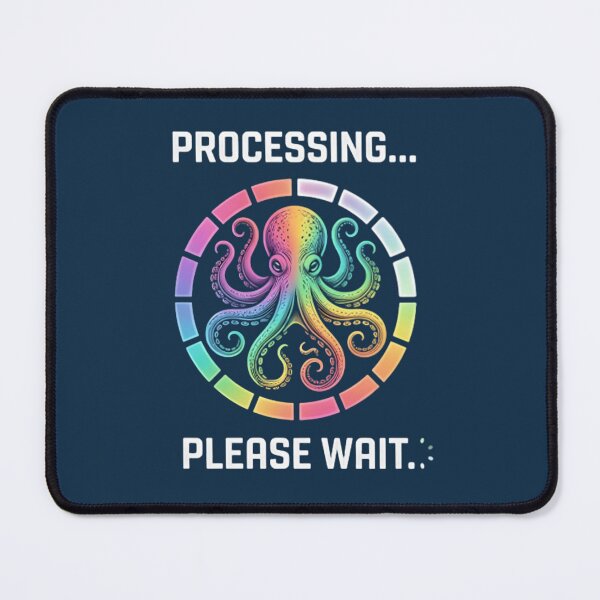 Item preview, Processing Please Wait Octopus T-Shirt & Sticker – Funny Loading Brain Sea Creature Meme for Introverts designed and sold by ZyxDes.