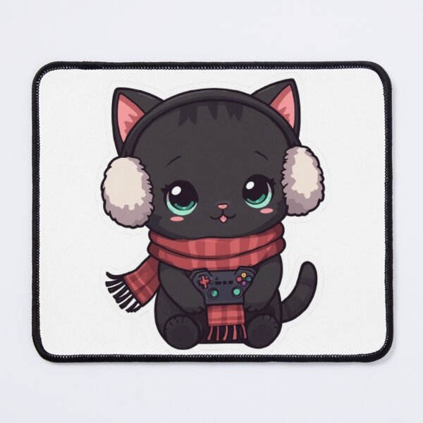 Item preview, Adorable Winter Kitten Playing Video Games designed and sold by Stylestickers55.