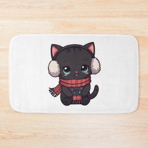 Item preview, Adorable Winter Kitten Playing Video Games designed and sold by Stylestickers55.