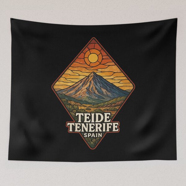 Item preview, Mount Teide Volcano Tenerife Spain Stained Glass Travel designed and sold by TomFrontierArt.