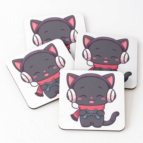 Item preview, Cute Gaming Kitten with Winter Scarf designed and sold by Stylestickers55.