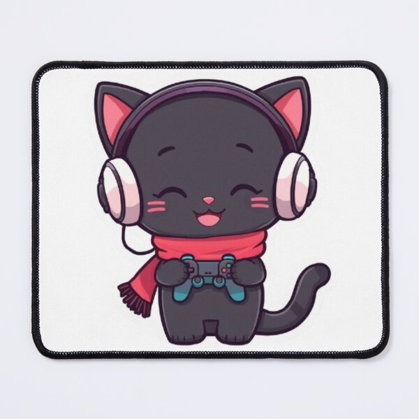 Item preview, Cute Gaming Kitten with Winter Scarf designed and sold by Stylestickers55.