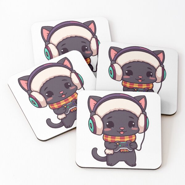 Item preview, Kawaii Black Cat Gamer Winter Sticker designed and sold by Stylestickers55.