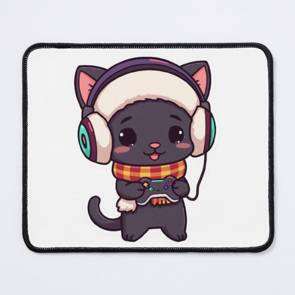 Item preview, Kawaii Black Cat Gamer Winter Sticker designed and sold by Stylestickers55.