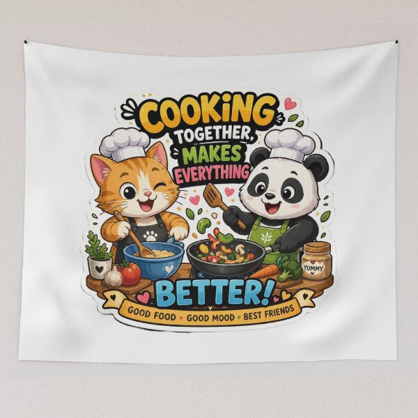 Item preview, Cat & Panda Cooking Together designed and sold by MR4me.