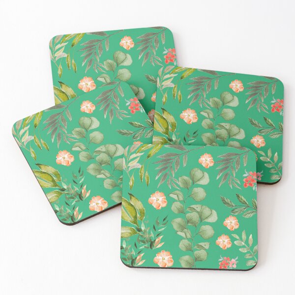Item preview, Emerald Green Watercolor Floral Pattern designed and sold by ArtisticFlow Co.